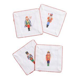 NWT set Of 4 World Market NUTCRACKER cocktail napkins cotton holiday Christmas